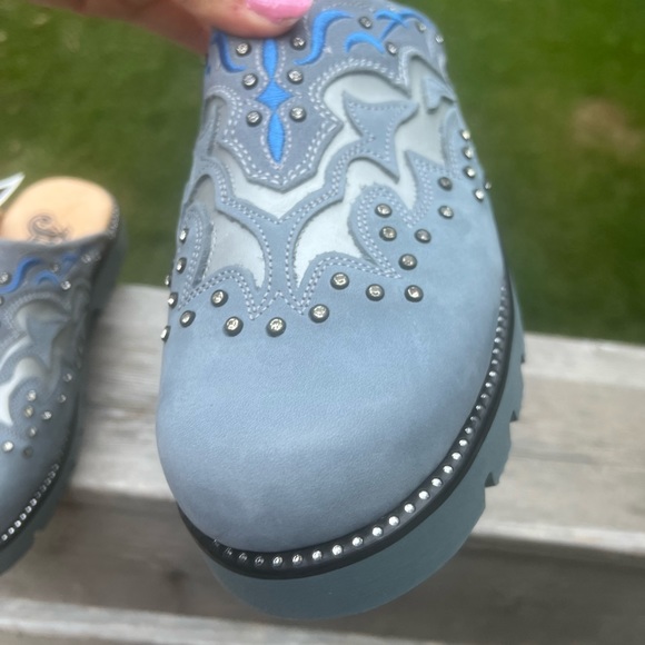 Y2K Vintage Justin Mule Slip On Shoes Western Women’s SZ 5.5 Leather Brand New - Picture 14 of 16